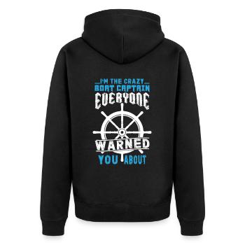 Bootskapitän Lustiger Bootssegelsee Boater - Unisex Premium Bio Zip Hoodie - Schwarz - Hinten - Nico (187cm)