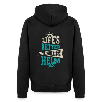Boat Captain Funny Boat Sailing Lake Boater - Unisex Premium Organic Zip Hoodie - black - Back - Nico (187cm)