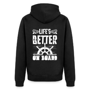 Boat Captain Funny Boat Sailing Lake Boater - Unisex Premium Organic Zip Hoodie - black - Back - Nico (187cm)