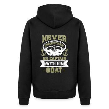 Boat Captain Funny Boat Sailing Lake Boater - Unisex Premium Organic Zip Hoodie - black - Back - Nico (187cm)