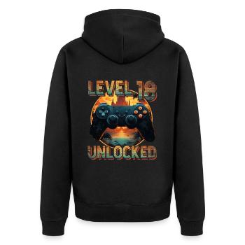 18. Geburtstag Gamer Nerd Controller Geschenkidee - Unisex Premium Bio Zip Hoodie - Schwarz - Hinten - Nico (187cm)