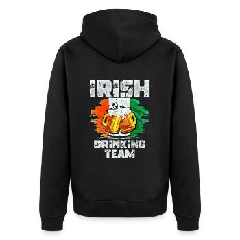 Équipe de beuverie d’Irlande - Veste à capuche bio Premium Unisexe - noir - Dos - Nico (187cm)
