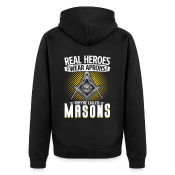 Masonic Freemasonry Fraternal - Unisex Premium Bio Zip Hoodie - Schwarz - Hinten - Nico (187cm)