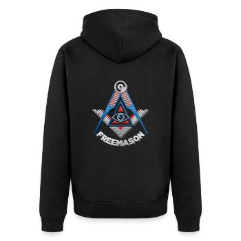 Masonic Freemasonry Fraternal - Unisex Premium Bio Zip Hoodie - Schwarz - Hinten - Nico (187cm)