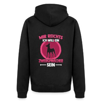 Will ein Zwergpinscher sein Rehpinscher - Unisex Premium Bio Zip Hoodie - Schwarz - Hinten - Nico (187cm)