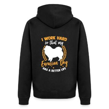 I work for my Eurasier - Unisex Premium Organic Zip Hoodie - black - Back - Nico (187cm)