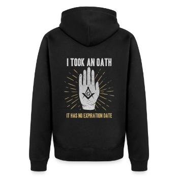 Masonic Freemasonry Fraternal - Unisex Premium Bio Zip Hoodie - Schwarz - Hinten - Nico (187cm)