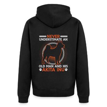 Vieil homme avec Akita Inu Akita Inu japonais - Veste à capuche bio Premium Unisexe - noir - Dos - Nico (187cm)