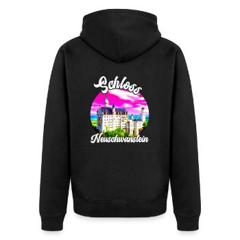 Bayern Schloss Neuschwanstein Deutschland - Unisex Premium Bio Zip Hoodie - Schwarz - Hinten - Nico (187cm)