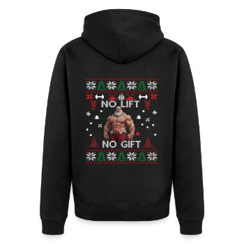 No Lift No Gift Fitness Weihnachten Geschenk Gym - Unisex Premium Bio Zip Hoodie - Schwarz - Hinten - Nico (187cm)