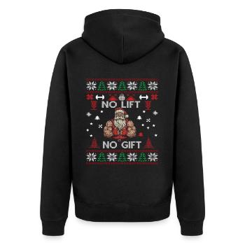 No Lift No Gift Fitness Weihnachten Geschenk Gym - Unisex Premium Bio Zip Hoodie - Schwarz - Hinten - Nico (187cm)