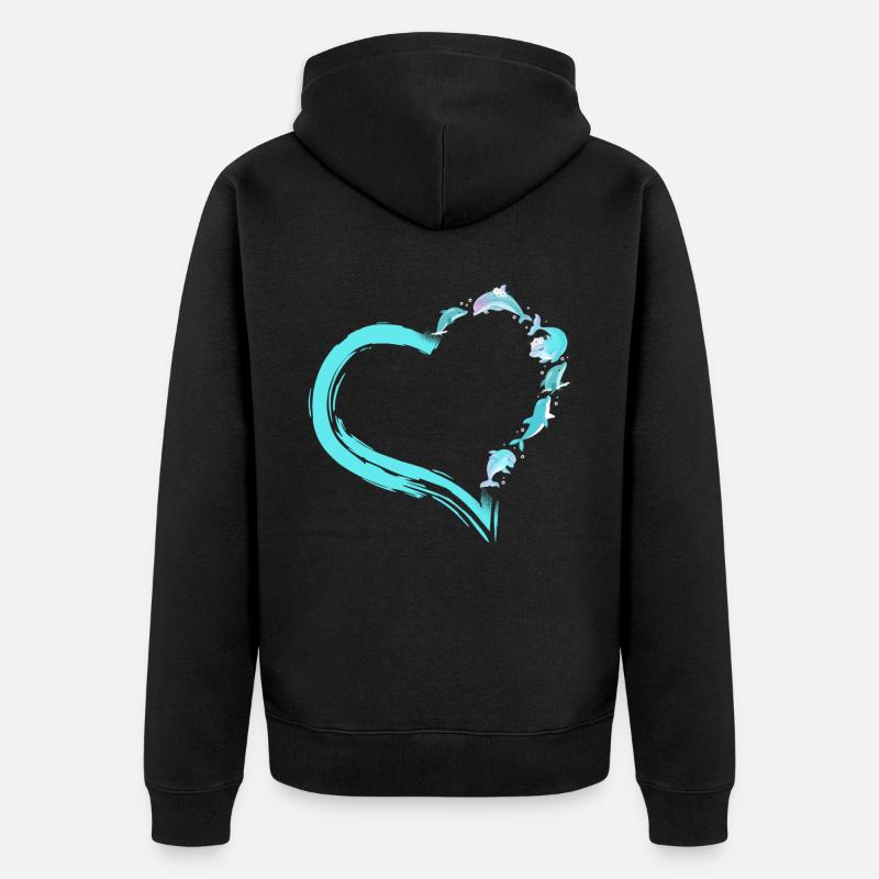 Coeur de dauphin - Veste à capuche bio Premium Unisexe - noir