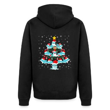 Dolphin Christmas Tree - Unisex Premium Organic Zip Hoodie - black - Back - Nico (187cm)
