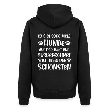 Es gibt so viele Hunde - Unisex Premium Bio Zip Hoodie - Schwarz - Hinten - Nico (187cm)