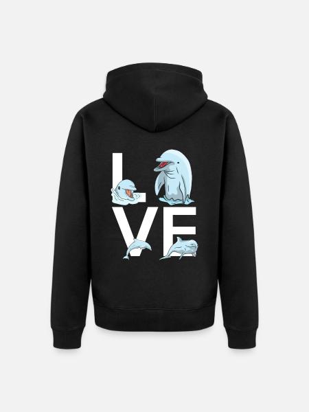 Dolphin Love - Unisex Premium Organic Zip Hoodie - black