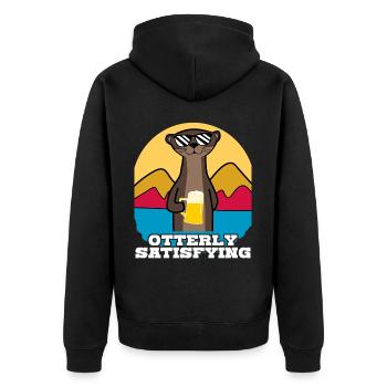 Beer Otters Otter - Unisex Premium Bio Zip Hoodie - Schwarz - Hinten - Nico (187cm)