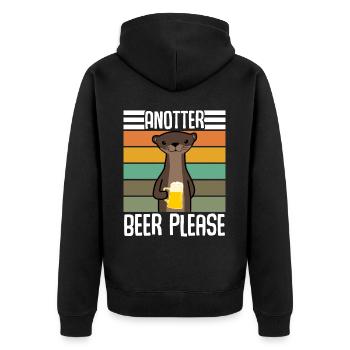Otter With Retro Beer - Unisex Premium Organic Zip Hoodie - black - Back - Nico (187cm)