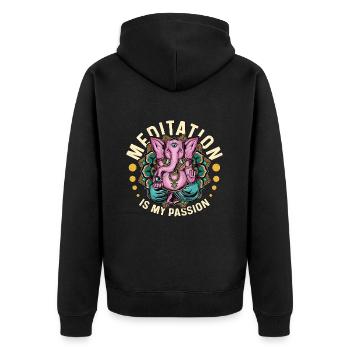 Meditation Is My Passion Spiritual Elephant Lover - Unisex Premium Organic Zip Hoodie - black - Back - Nico (187cm)