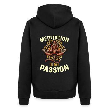 Meditation Is My Passion Relaxation Monkey Lover - Unisex Premium Organic Zip Hoodie - black - Back - Nico (187cm)