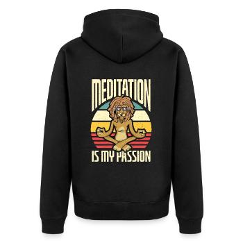 La méditation est ma passion Exercice Yoga Lion Lover - Veste à capuche bio Premium Unisexe - noir - Dos - Nico (187cm)