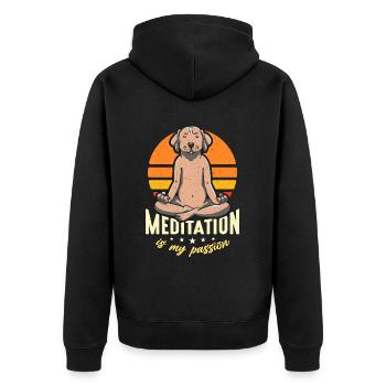 Meditation Is My Passion Yoga Relaxation Dog Lover - Unisex Premium Organic Zip Hoodie - black - Back - Nico (187cm)