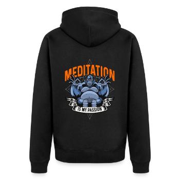 La méditation est ma passion Méditer amoureux des gorilles - Veste à capuche bio Premium Unisexe - noir - Dos - Nico (187cm)