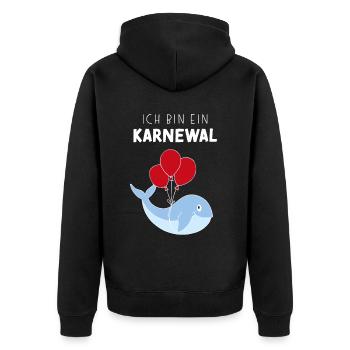 Ich bin ein Karnewal Karneval Jecken Kostümersatz - Unisex Premium Bio Zip Hoodie - Schwarz - Hinten - Nico (187cm)
