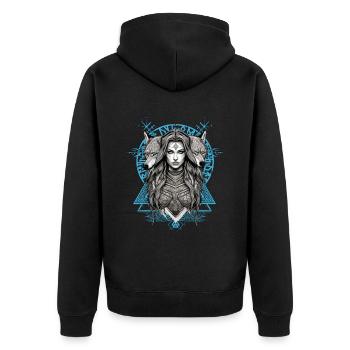 Mythologie et force La Servante du bouclier - Veste à capuche bio Premium Unisexe - noir - Dos - Nico (187cm)