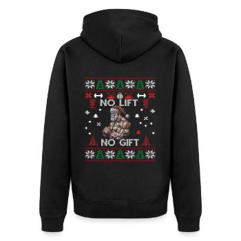 No Lift No Gift Fitness Weihnachten Geschenk Gym - Unisex Premium Bio Zip Hoodie - Schwarz - Hinten - Nico (187cm)