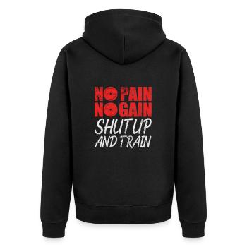Bodybuilder - Unisex Premium Bio Zip Hoodie - Schwarz - Hinten - Nico (187cm)