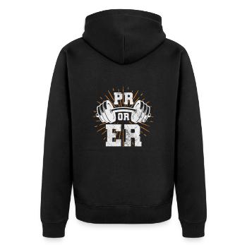 Bodybuilder - Unisex Premium Bio Zip Hoodie - Schwarz - Hinten - Nico (187cm)