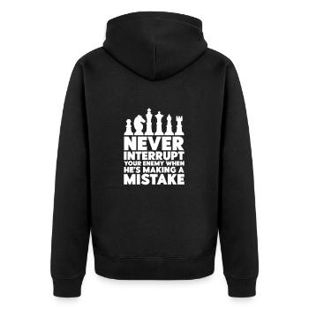 Schach Schachbrett Schachmatt Schachspieler - Unisex Premium Bio Zip Hoodie - Schwarz - Hinten - Nico (187cm)