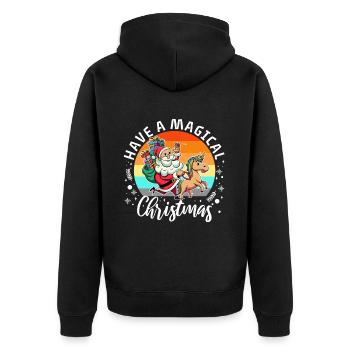 Have a magical christmas - Unisex Premium Bio Zip Hoodie - Schwarz - Hinten - Nico (187cm)