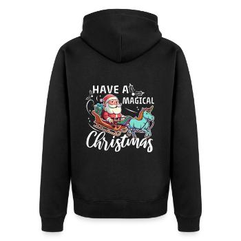 Have a magical christmas - Unisex Premium Bio Zip Hoodie - Schwarz - Hinten - Nico (187cm)