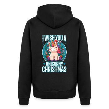 Je vous souhaite un Noël de Licorne - Veste à capuche bio Premium Unisexe - noir - Dos - Nico (187cm)