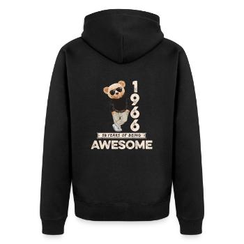 1966 Geburtstag Teddy Bär Being Awesome Orignal - Unisex Premium Bio Zip Hoodie - Schwarz - Hinten - Nico (187cm)