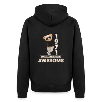 1971 Geburtstag Teddy Bär Being Awesome Orignal - Unisex Premium Bio Zip Hoodie - Schwarz - Hinten - Nico (187cm)