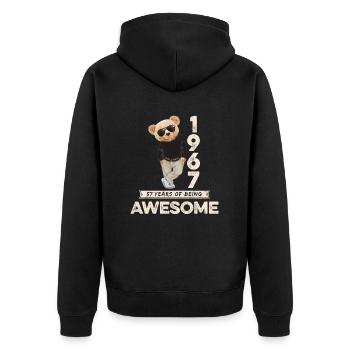 1967 Geburtstag Teddy Bär Being Awesome Orignal - Unisex Premium Bio Zip Hoodie - Schwarz - Hinten - Nico (187cm)