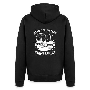 Kirmesshirt Jahrmarkt Volksfest Rummelplatz - Unisex Premium Bio Zip Hoodie - Schwarz - Hinten - Nico (187cm)