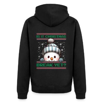 Is It Christmas Break Yet? Cute Snowman Teacher - Unisex Premium Organic Zip Hoodie - black - Back - Nico (187cm)