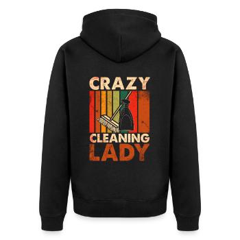 Housekeeping Week Geschenke Reinigungsliebhaber - Unisex Premium Bio Zip Hoodie - Schwarz - Hinten - Nico (187cm)