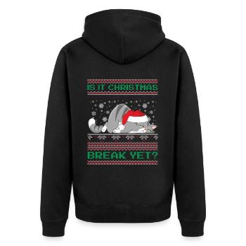 Is It Christmas Break Yet? Tired Cat for Teacher - Unisex Premium Organic Zip Hoodie - black - Back - Nico (187cm)