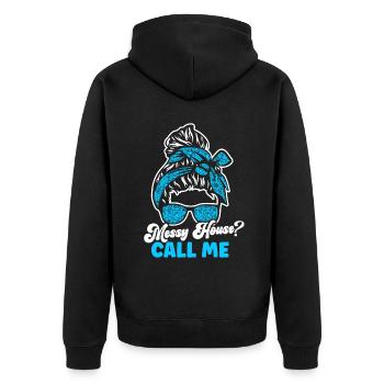 Housekeeping Week Geschenke Reinigungsliebhaber - Unisex Premium Bio Zip Hoodie - Schwarz - Hinten - Nico (187cm)