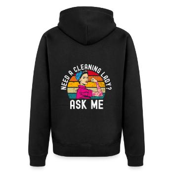 Housekeeping Week Geschenke Reinigungsliebhaber - Unisex Premium Bio Zip Hoodie - Schwarz - Hinten - Nico (187cm)