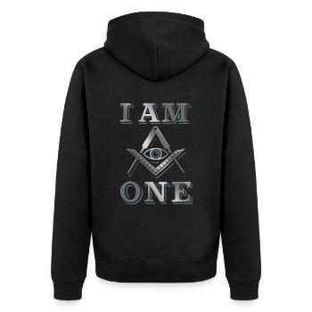 Masonic Freemasonry Fraternal - Unisex Premium Bio Zip Hoodie - Schwarz - Hinten - Nico (187cm)