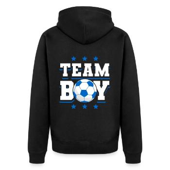 Gender Reveal Babyboy Baby Shower - Unisex Premium Bio Zip Hoodie - Schwarz - Hinten - Nico (187cm)