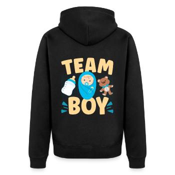 Gender Reveal Babyboy Baby Shower - Unisex Premium Bio Zip Hoodie - Schwarz - Hinten - Nico (187cm)