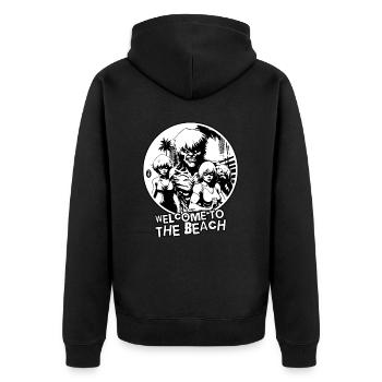 Bienvenue sur la plage des monstres musclés - Veste à capuche bio Premium Unisexe - noir - Dos - Nico (187cm)