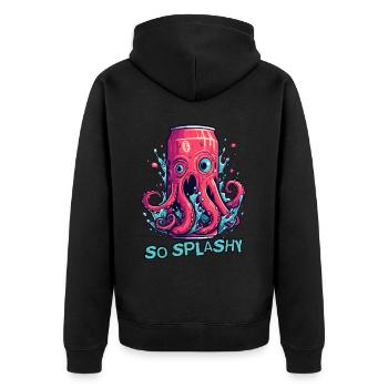 Sparkling octopus soda drink, so tangy - Unisex Premium Organic Zip Hoodie - black - Back - Nico (187cm)