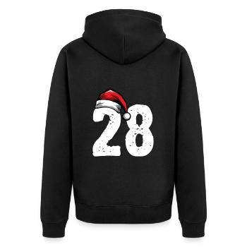 28 Zahl Weihnachten - Unisex Premium Bio Zip Hoodie - Schwarz - Hinten - Nico (187cm)